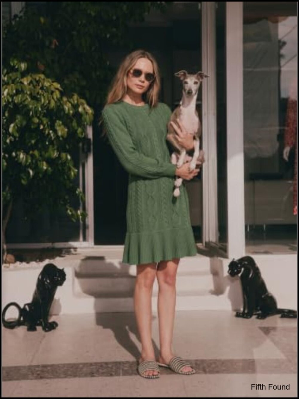 Cable Knit Puff Sleeve Mini Sweater Dress A-Line Crew Neck - Picture 5 of 6